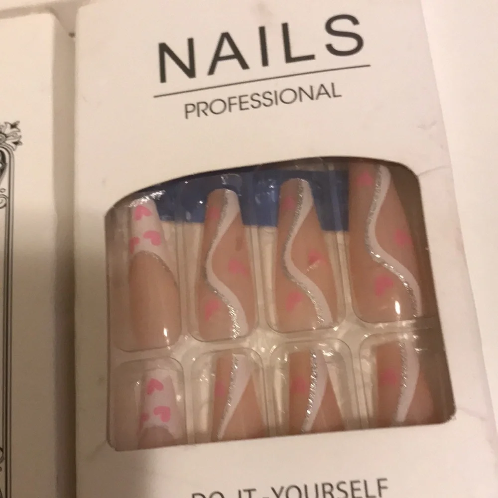 Blue and Pink Press-On Nail Set of 3 - Professional Do-It-Yourself Nails